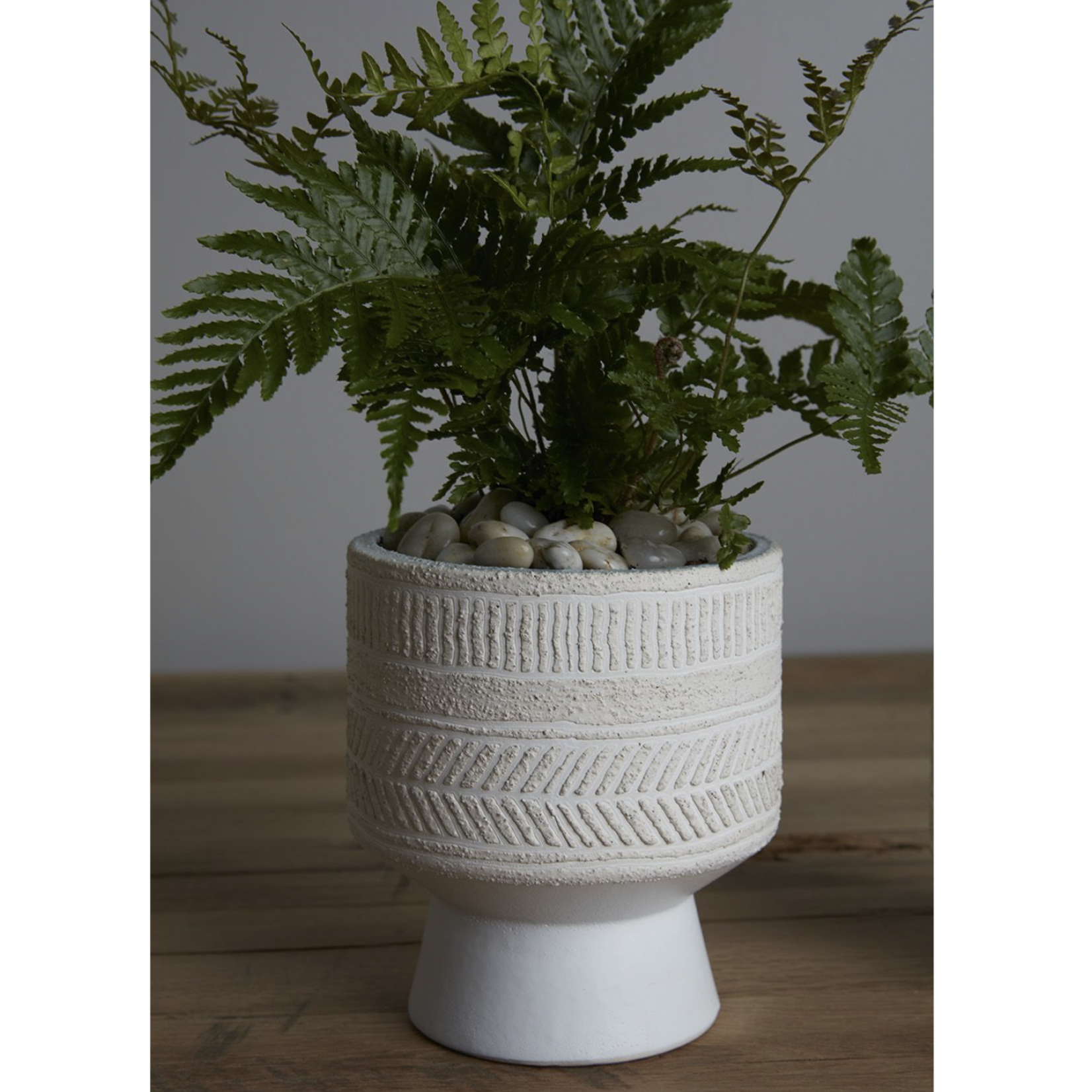 6.25”H X 5” WHITE CERAMIC UMBRA FOOTED POT VASE