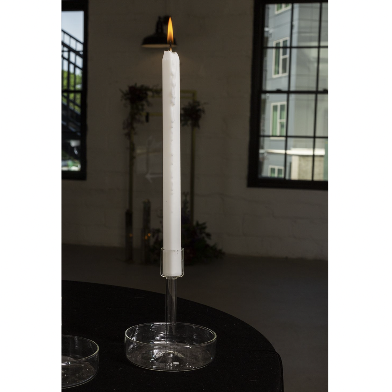 5”H X 4.25” GLASS ADELINE CANDLEHOLDER (CHIMNEY NOT INCLUDED)