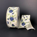 CANVAS/BLUE ROSES 1.5'' X 10 YDS