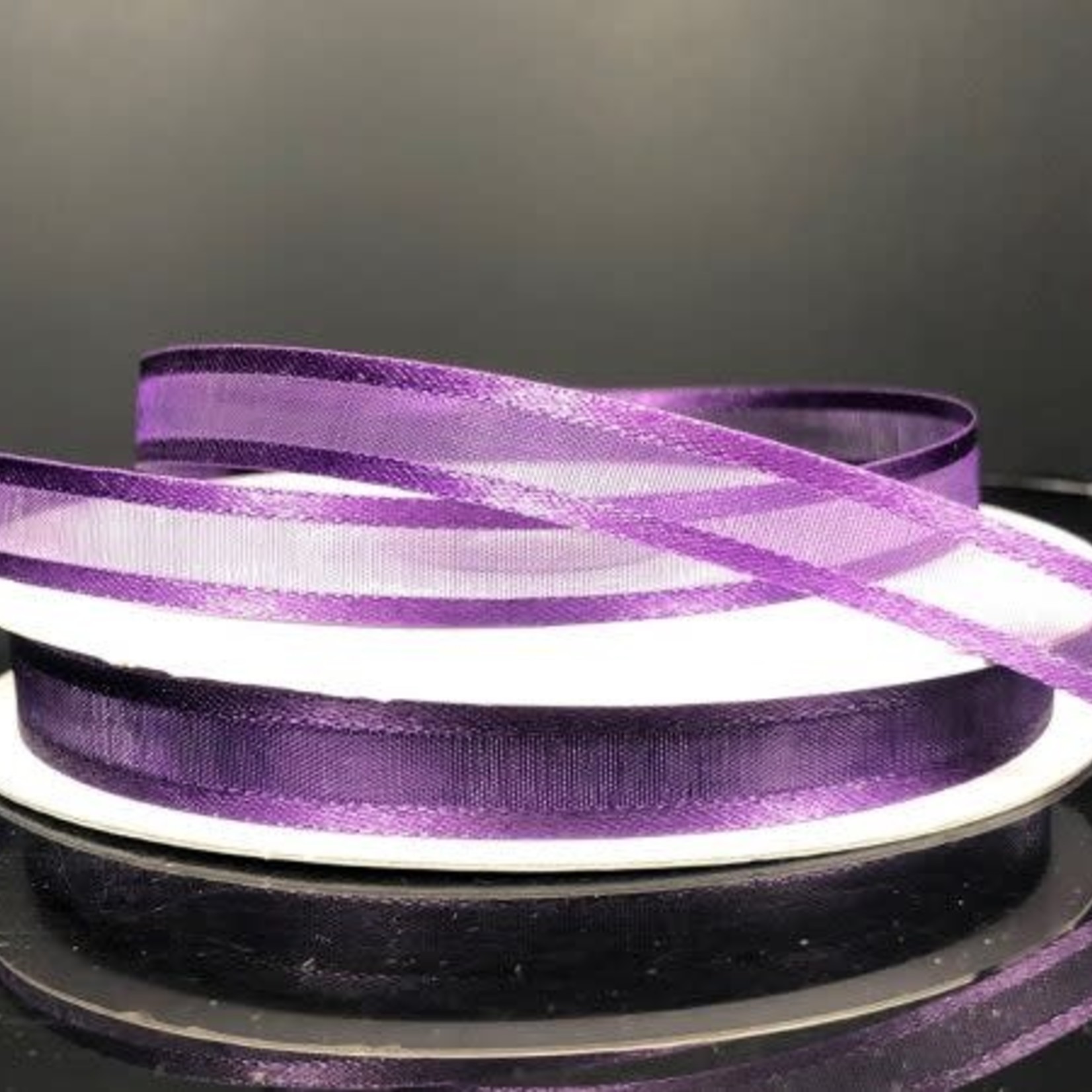 SHEER CHIFFON RIBBON SATIN EDGE 3/8"" x 25 YD EGGPLANT