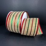 LINEN/RED-EMRLDSTRPES 2.5'' X 10 YDS, reg $7.99