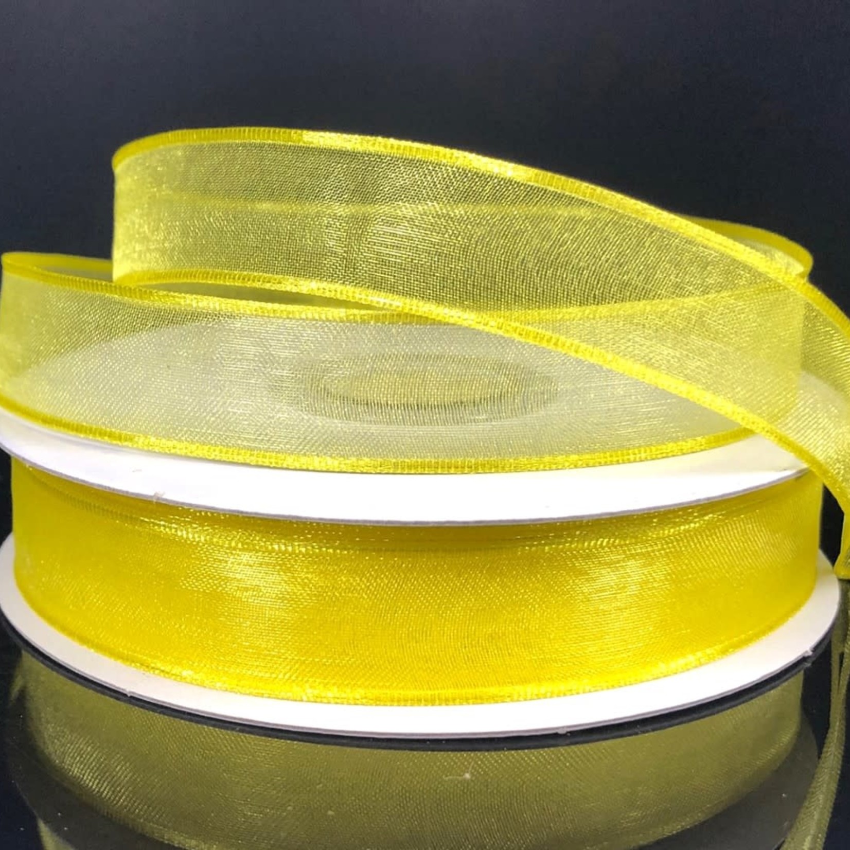 CHIFFON RIBBON SHEER QUALITY WOVEN WIRE EDGE 5/8"" x 25 YD DAFFODIL