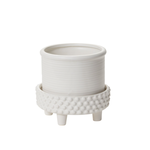 6”H X 6.25” WHITE CERMIC JANE FOOTED POT