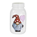 6.75" WHITE GLASS GNOME WITH PINK HEART