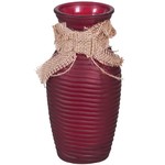 8" ROUND, RED FROSTED GLASS VASE