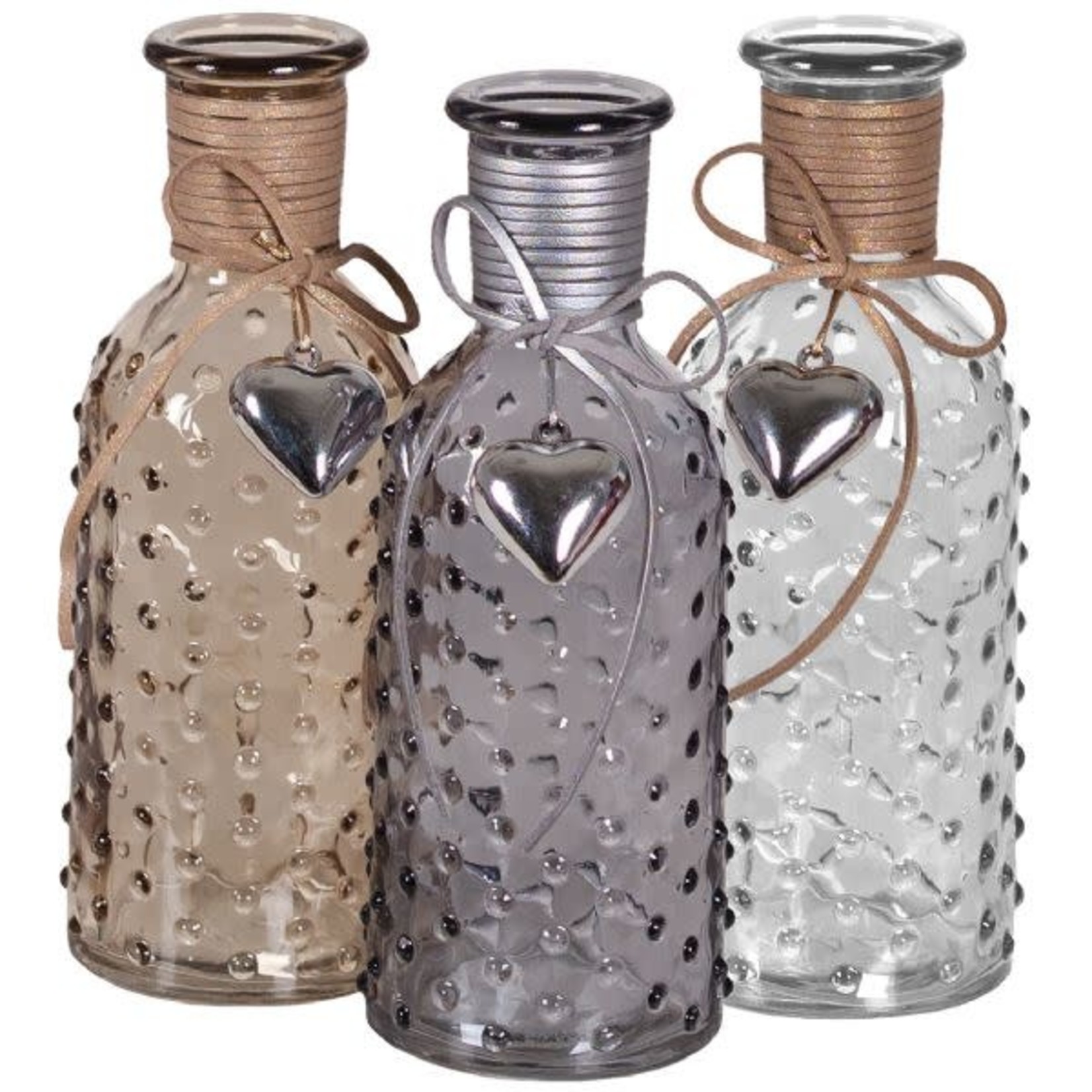 40% off was $4 now $2.39. 7.5'' GLASS BOTTLE W HEART, ASST COLORS
