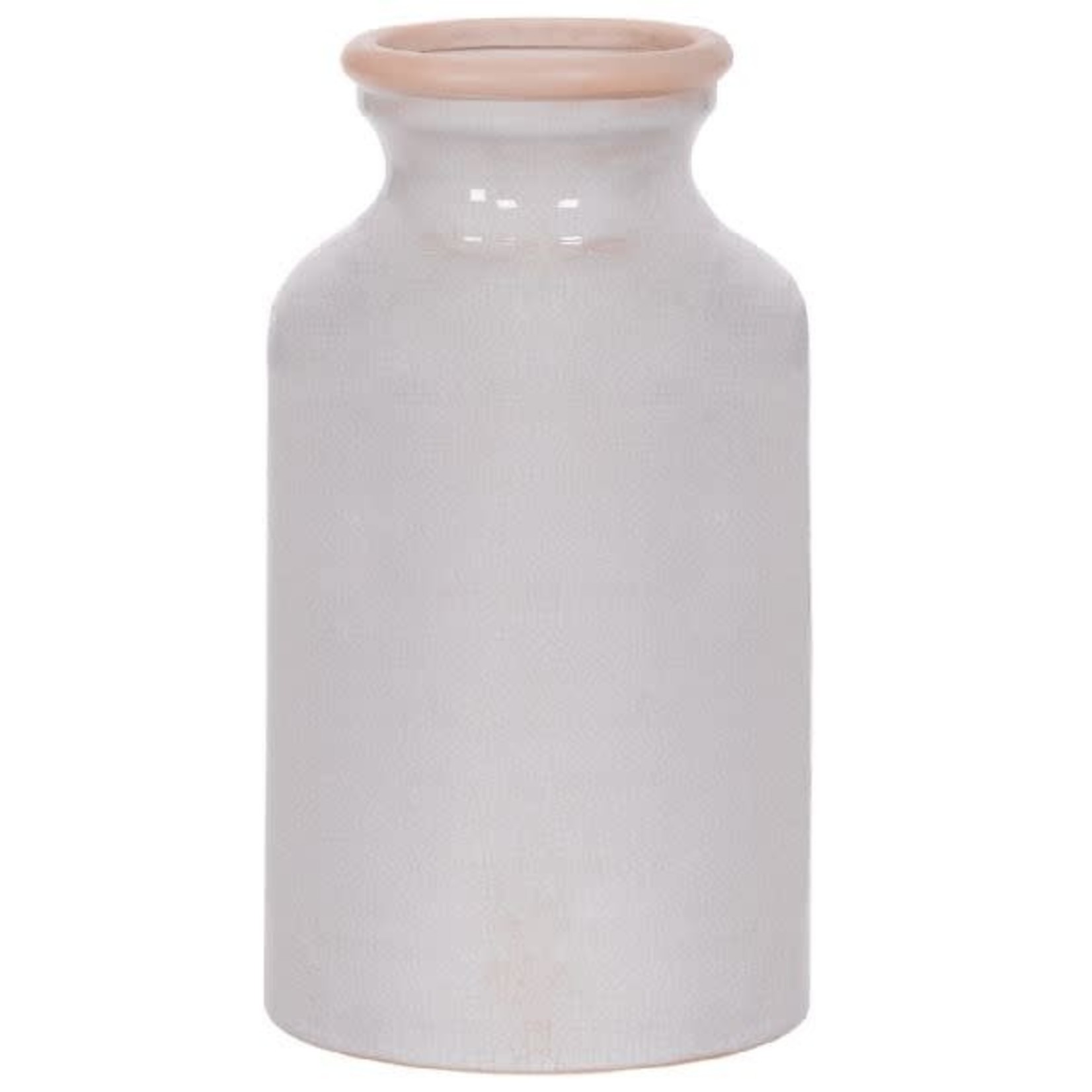 12.5" ROUND WHITE POTTERY JAR