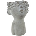 7" WHITEWASH CEMENT KISSING PLANTER