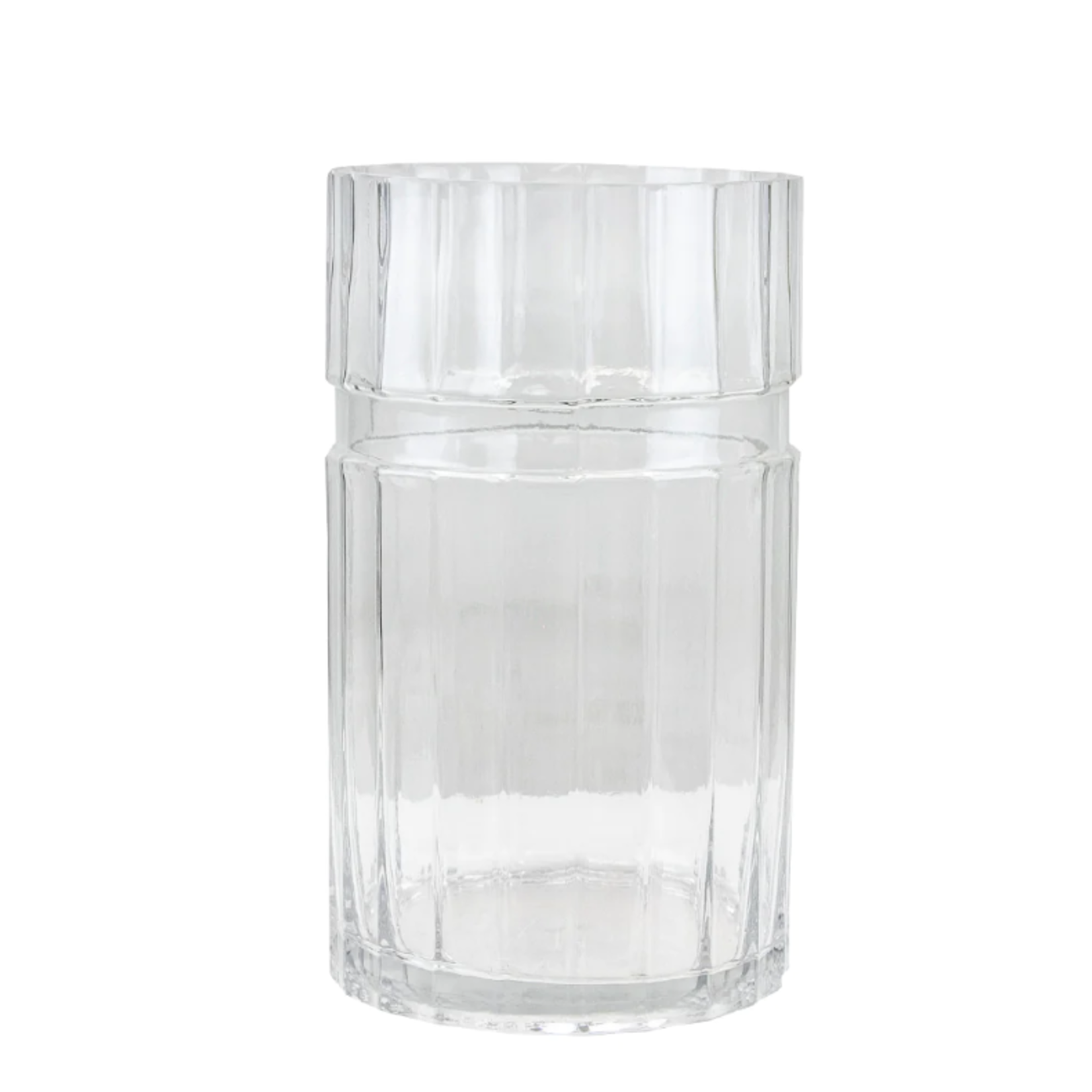 9”H X 5.5” CLEAR GLASS FLUTED LAYLA VASE