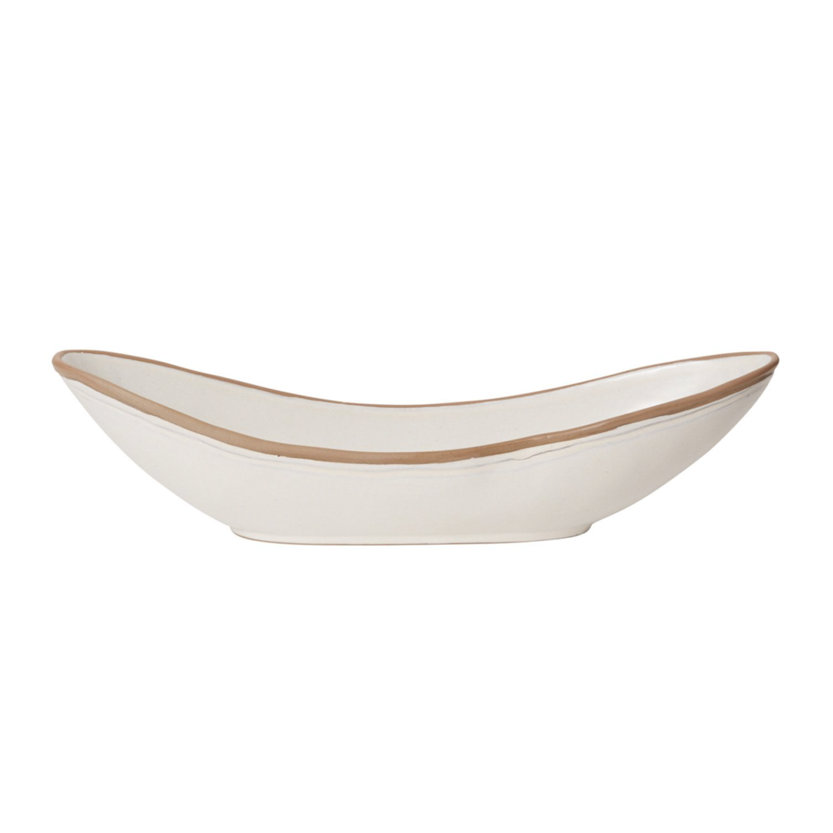 40% off was $42 now $25.19. 5"H X 20"LONG X 5.5" WHITE CERAMIC BOAT KELYFOS BOWL