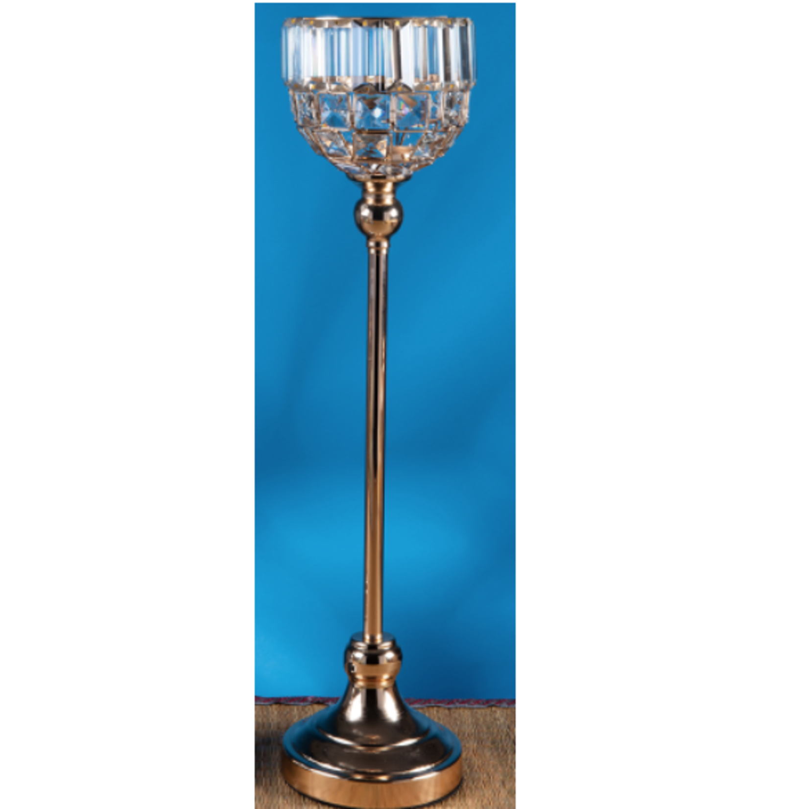 22" GOLD CRYSTAL BOWL CANDLE HOLDER STAND QUALITY WHOLESALE