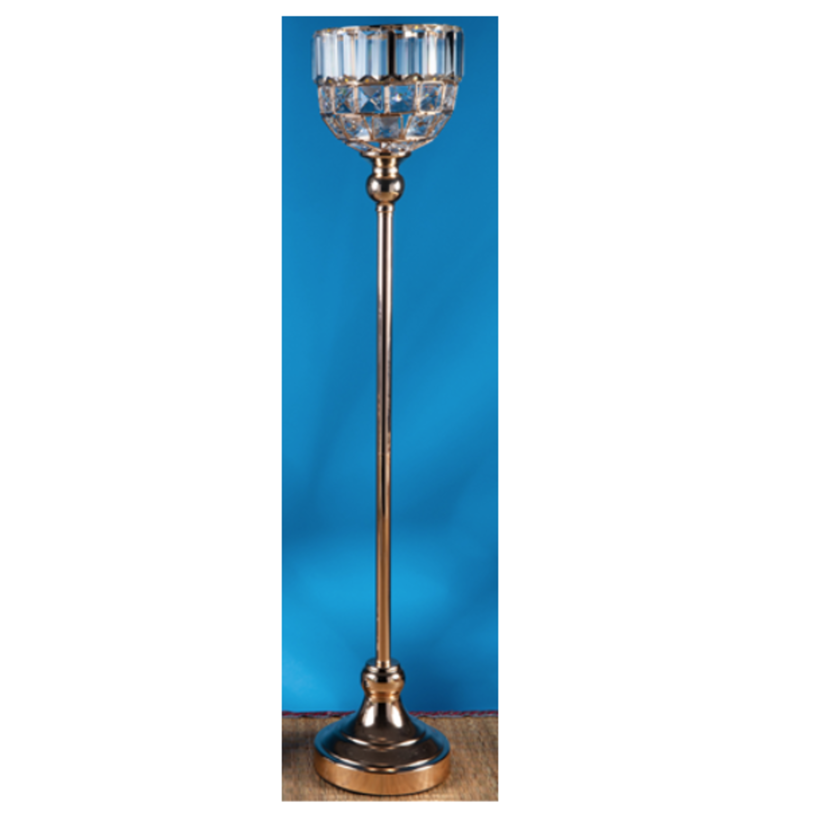 28" GOLD CRYSTAL BOWL CANDLE HOLDER STAND