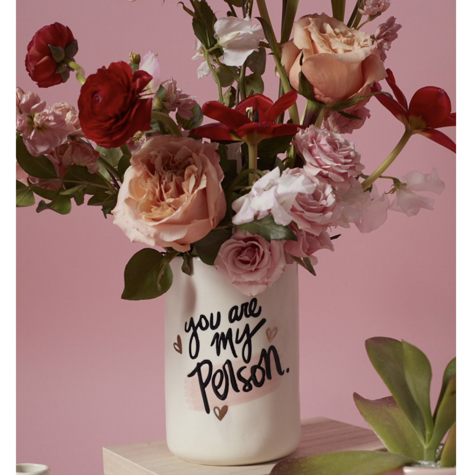 6.25"h x 4" WHITE CERAMIC CYLINDER "YOU ARE MY PERSON"