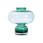 8” X 8” GREEN GLASS DOBLE VASE