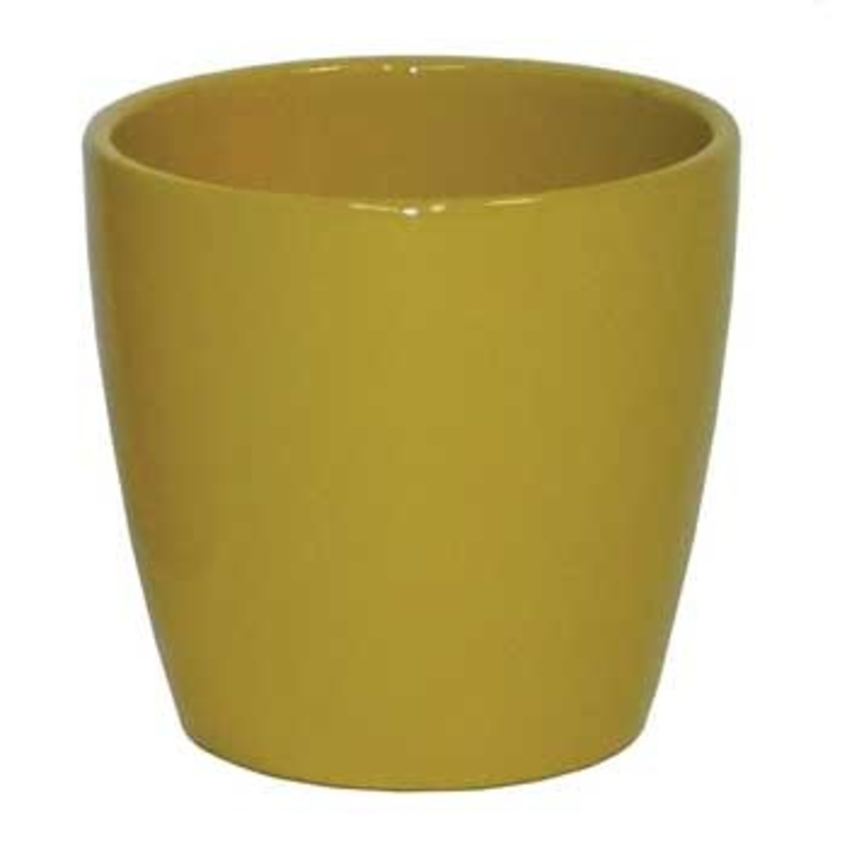 3.5”H X 3.75” CERAMIC DARK YELLOW POT