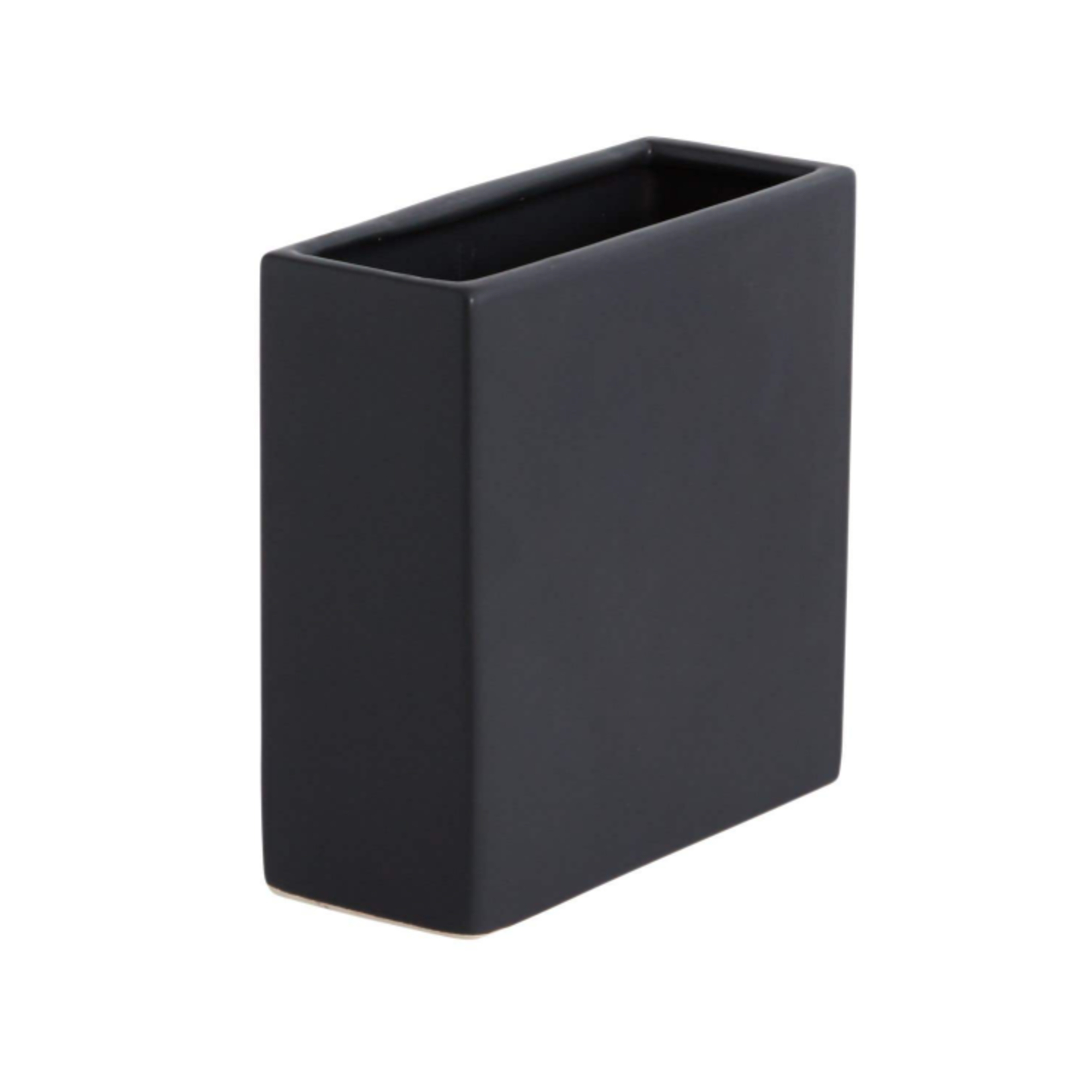 6”H X 2.25” X 6”L MATTE BLACK RECTANGLE URBAN PLANTER THROUGH VASE (AD)