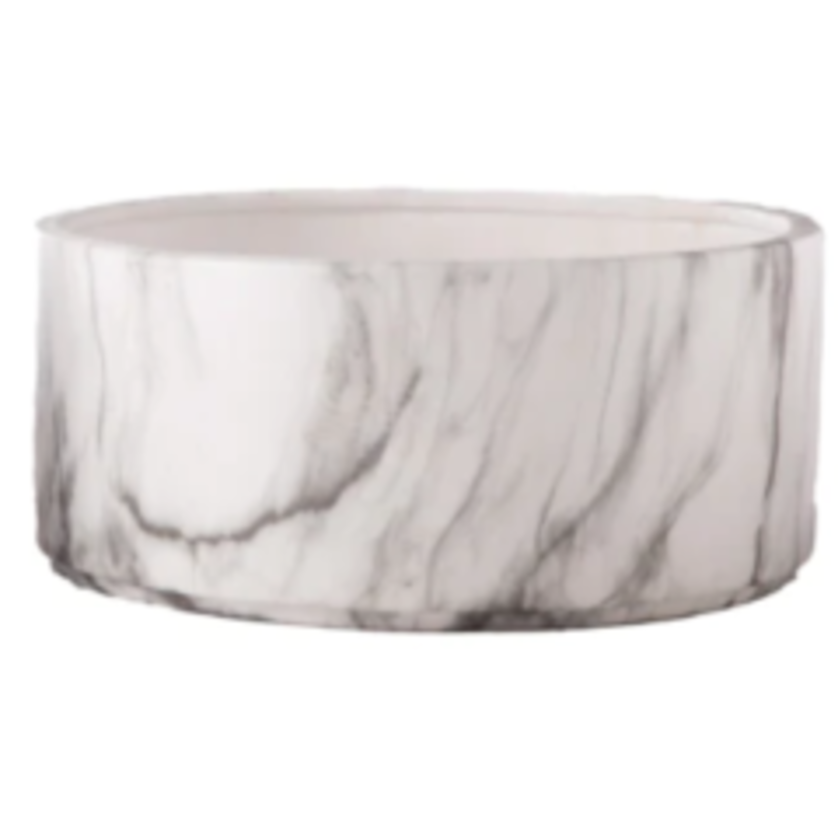 5.5”H X 12.5” LOW CYLINDER WHITE MARBLE WITH GOLD
