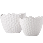 10.5”H X8”W X 10”L SMALL WHITE CERAMIC GEOMETRIC TALL BOAT