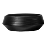 6.75”H X 20” LARGE MATTE BLACK CERAMIC LOW CYLINDRICAL SAUCER WITH BRUSH FINISH