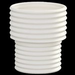 8”H X 6.75” WHITE CERAMIC SPIRAL ROUND VASE