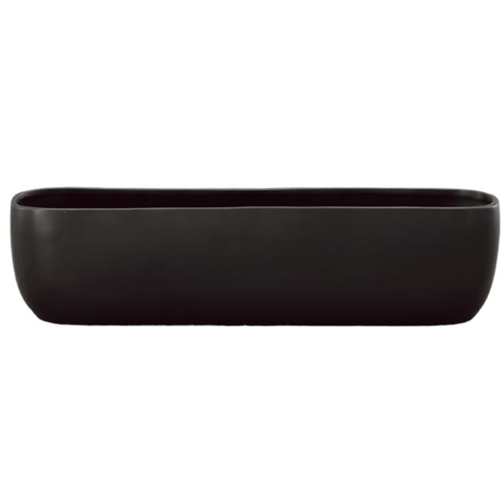 6”H X 24”L BLACK EXTRA LONG AND LOW CERAMIC WITH OVAL CORNERS