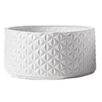 50% off was $55 now $27.50. 6.25”H X 13.25” LARGE WHITE LOW CYLINDER GEOMETRICAL PATTERN