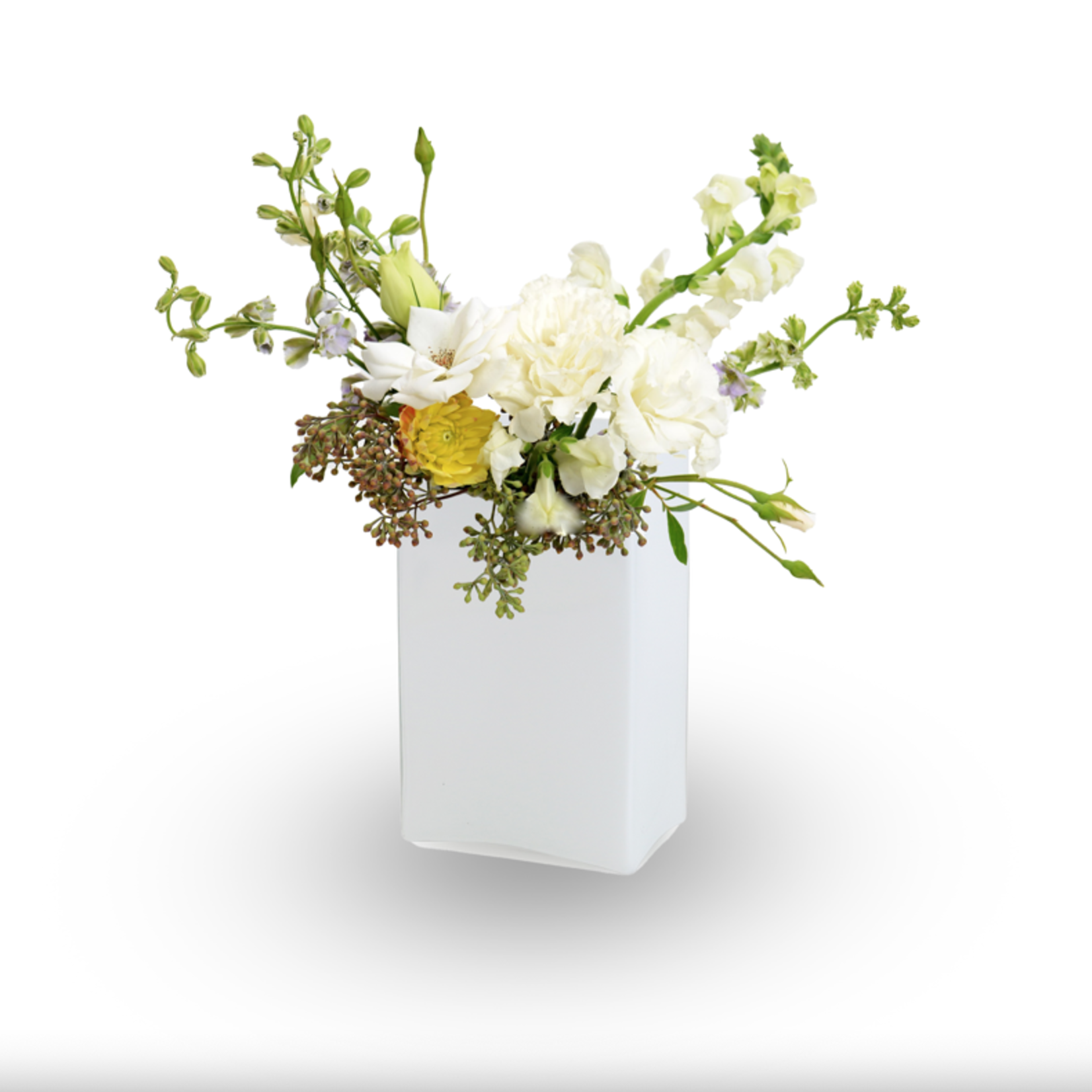 40% off was $24 now $14.39. 10”H X 6” X 4” WHITE GLASS BLOCK VASE