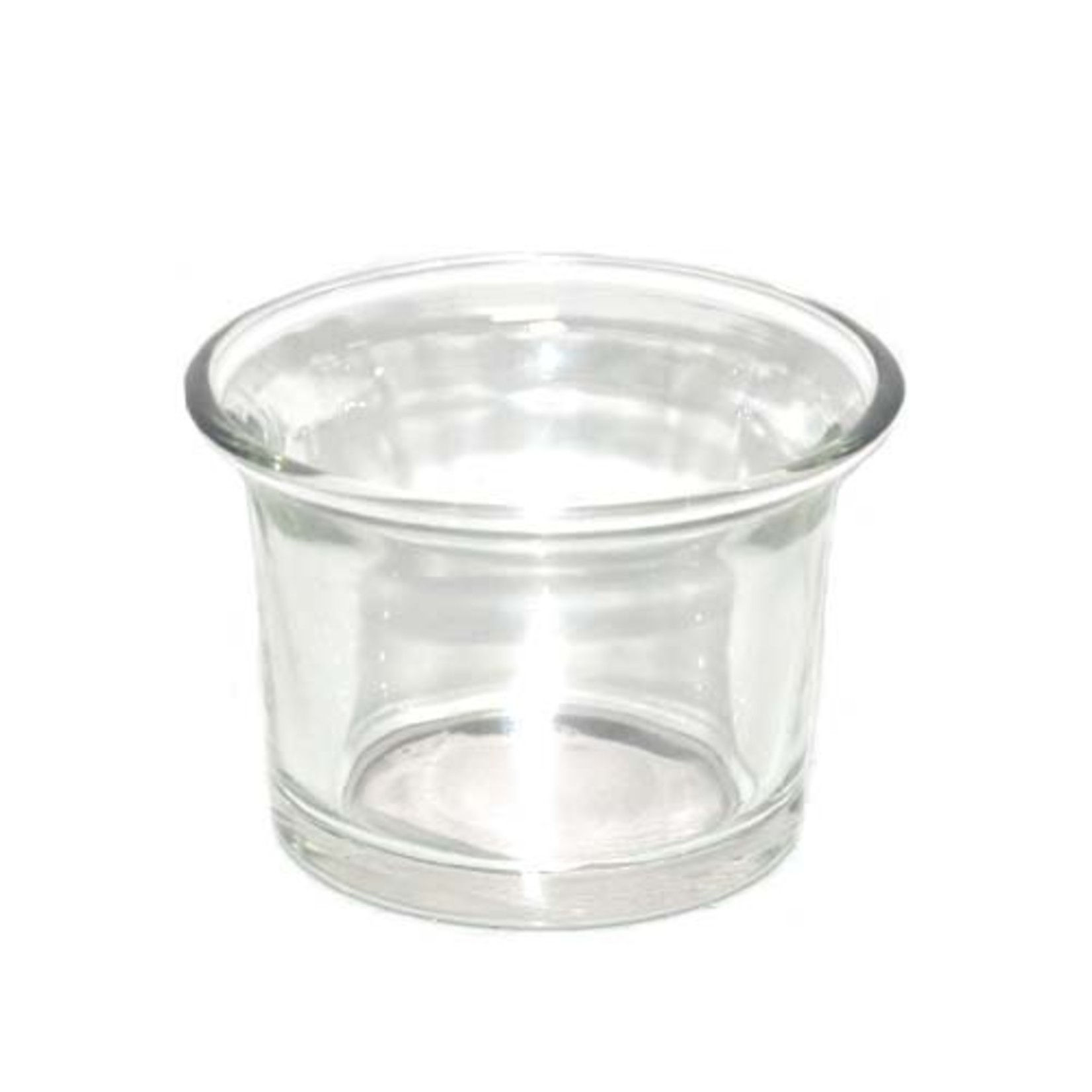 CLEAR GLASS CANDLE HOLDER, 5"