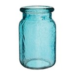 5.5”H X 3.25” HAMMERED JAR VINTAGE BLUE