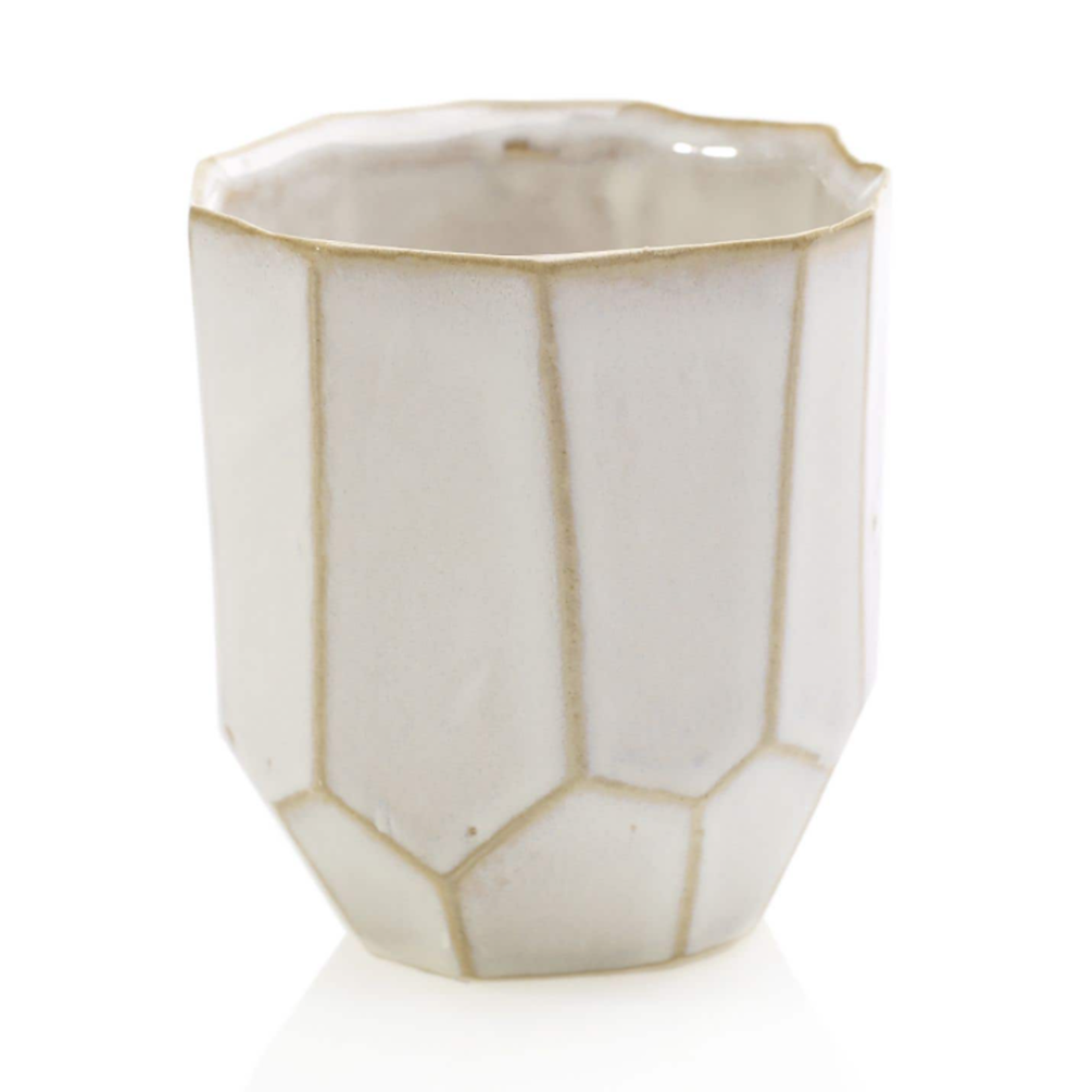4.25”H X 4” GLOSSY WHITE CERAMIC RENEW VASE