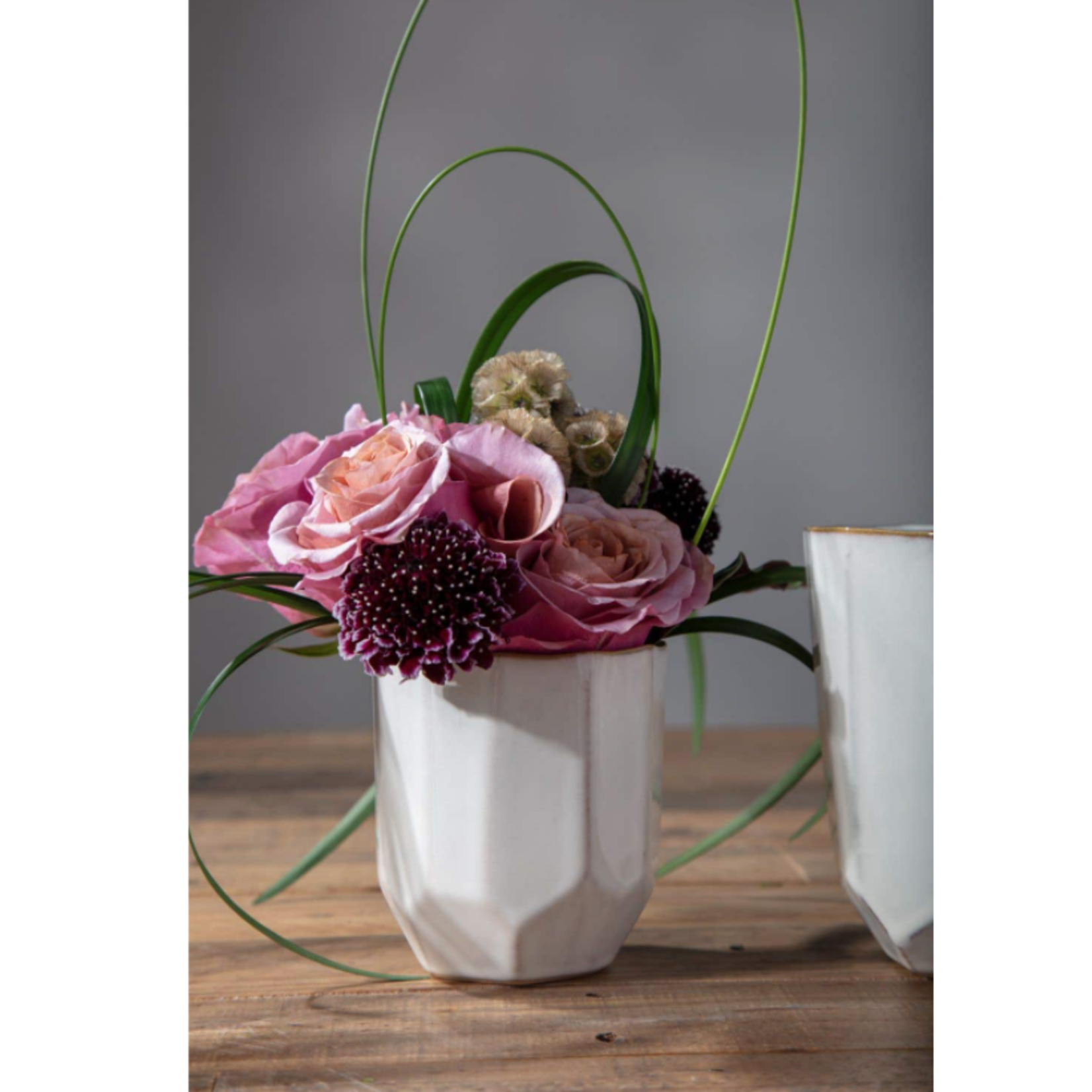 4.25”H X 4” GLOSSY WHITE CERAMIC RENEW VASE