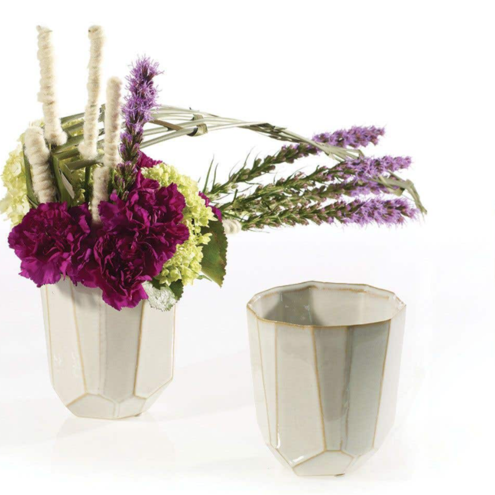 4.25”H X 4” GLOSSY WHITE CERAMIC RENEW VASE