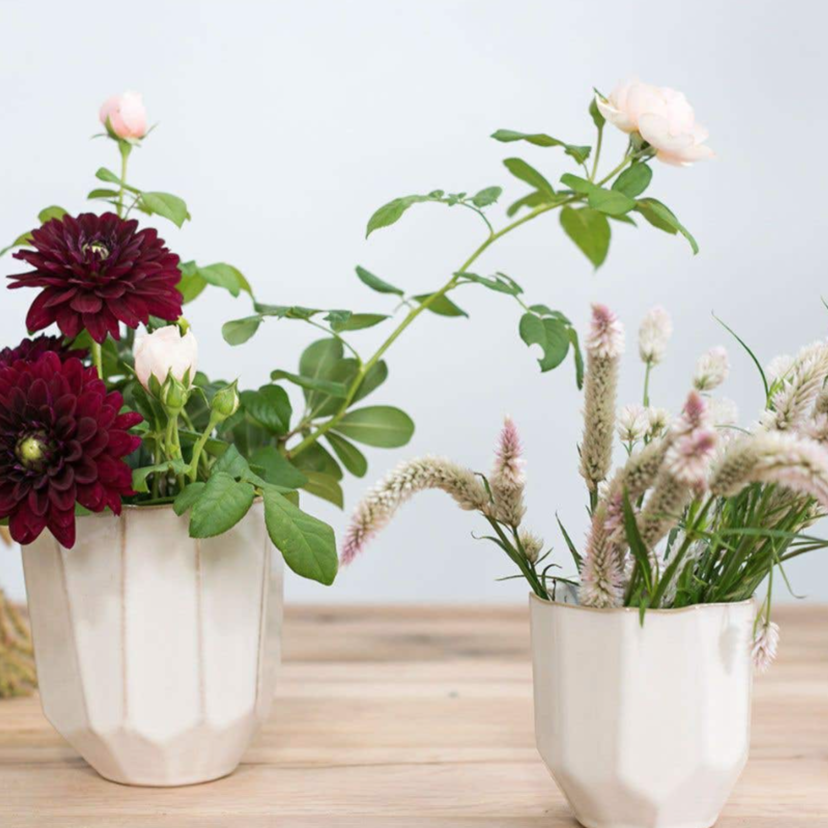 5.75”H X 5.25” GLOSSY WHITE CERAMIC RENEW VASE