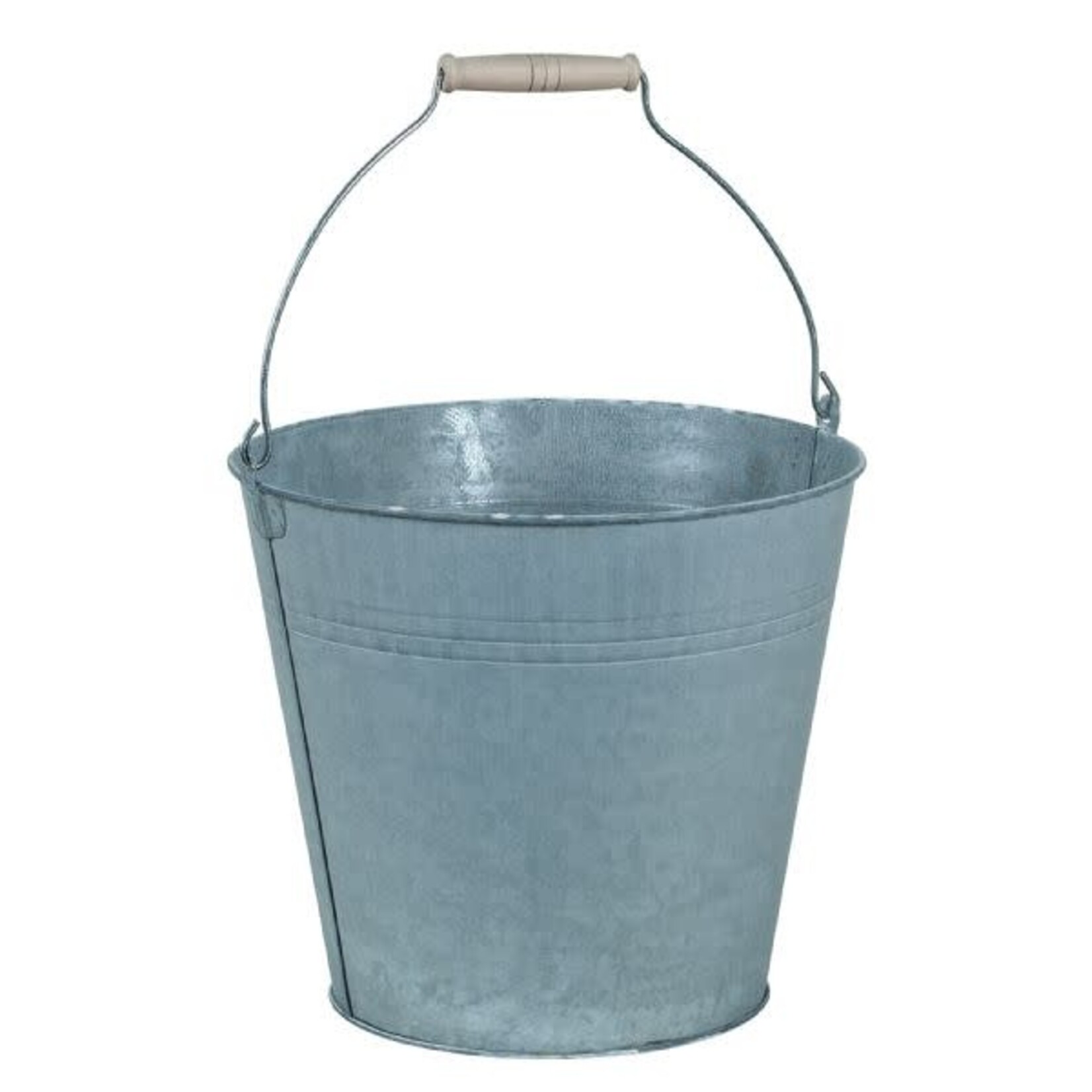 11.75”H X 10.75” ROUND HARBOUR GRAY METAL BUCKET WITH HANDLE 18”HIGH