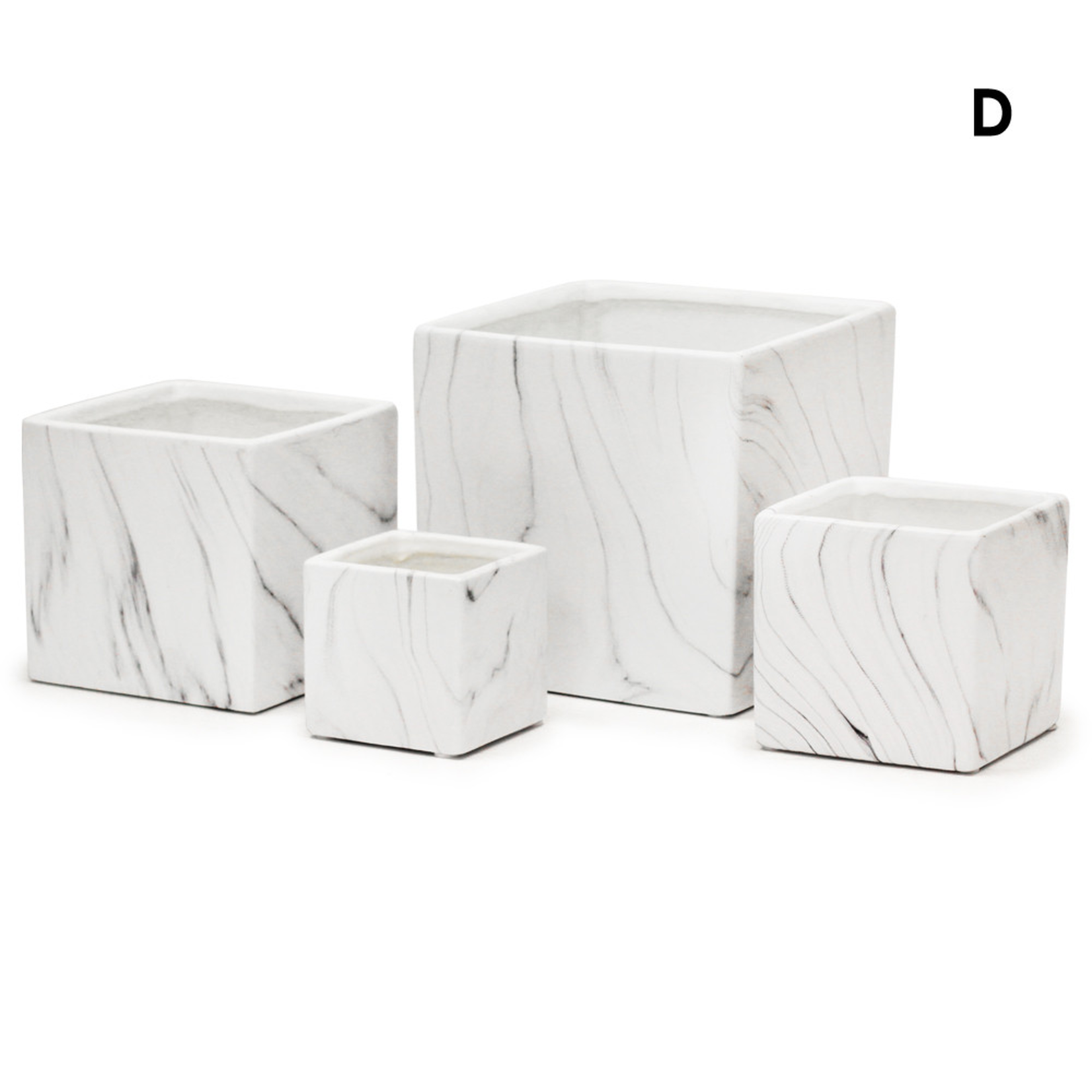50% off was $12 now $6.00, 4.75"H X 5"X5" WHITE CERAMIC MARBLE CUBE SQUARE POT VASE