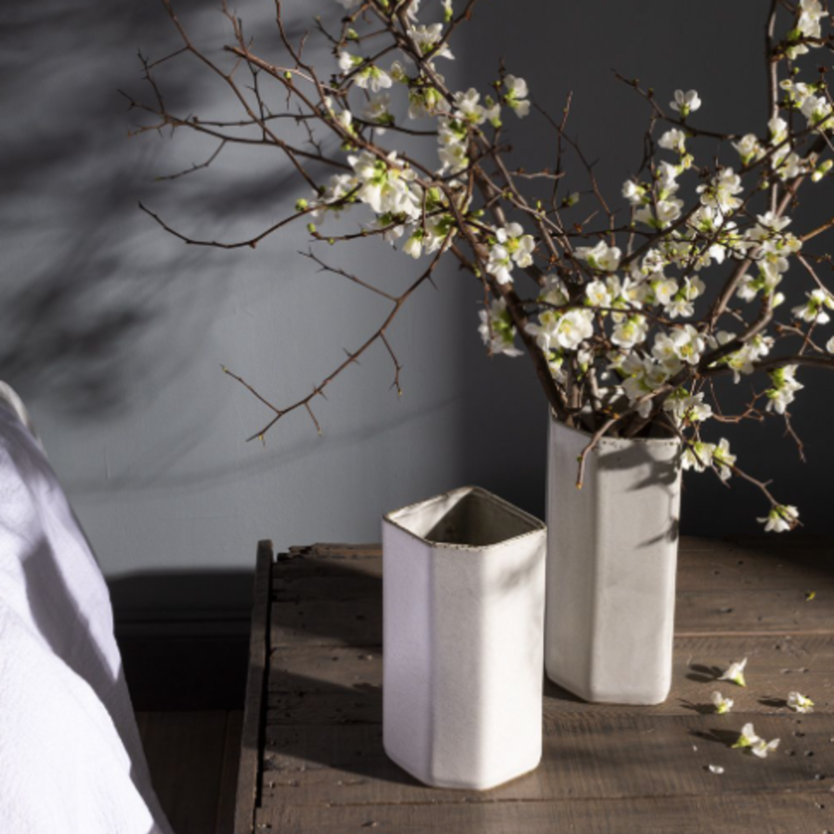 50% OFF WAS $8.39 NOW $4.20, 6.5”H X 3.75” OFF-WHITE KEYSTONE CERAMIC VASE (AD)