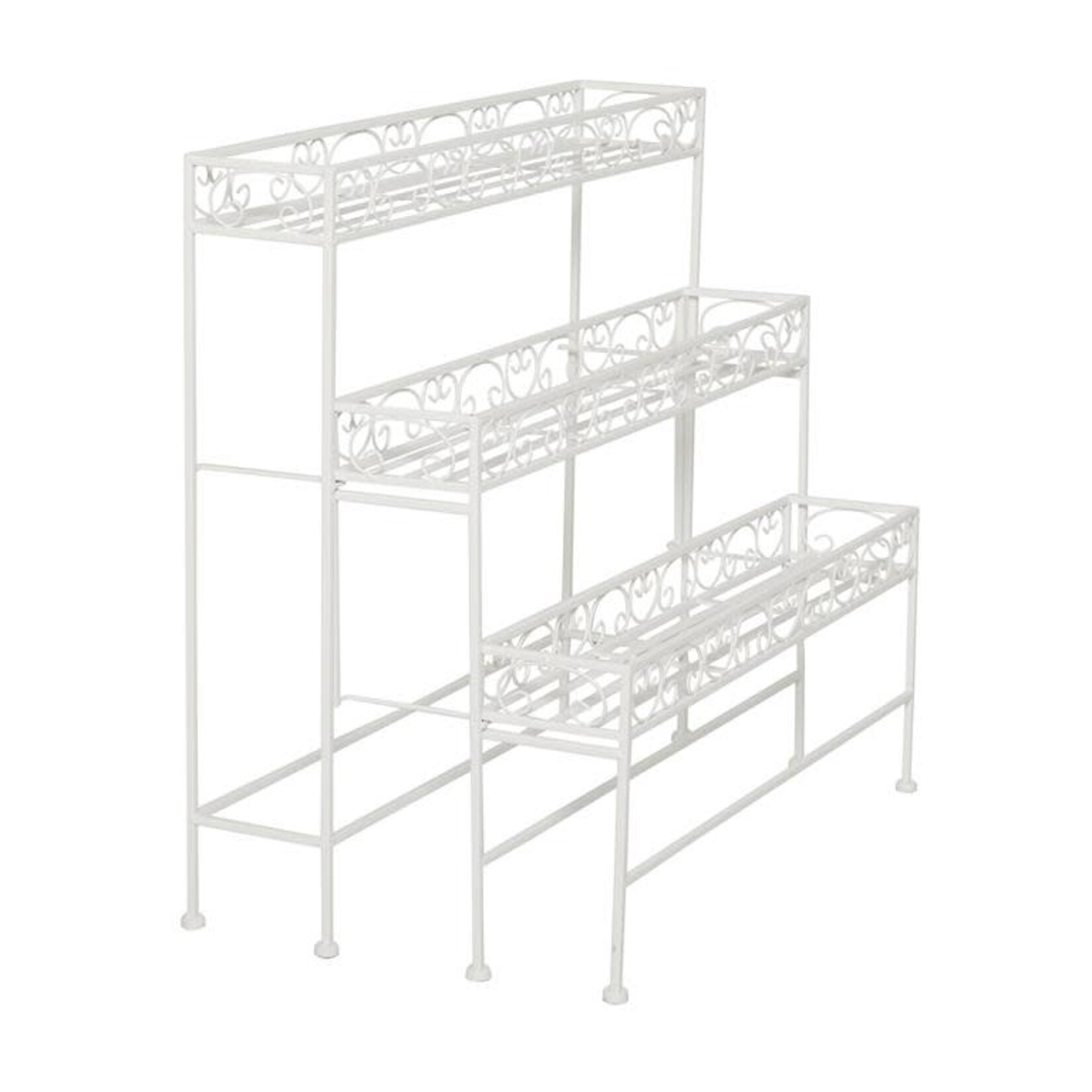 50% OFF WAS $210 NOW $105.00, 30”H X 28”W WHITE THREE LAYER METAL PLANT STAND