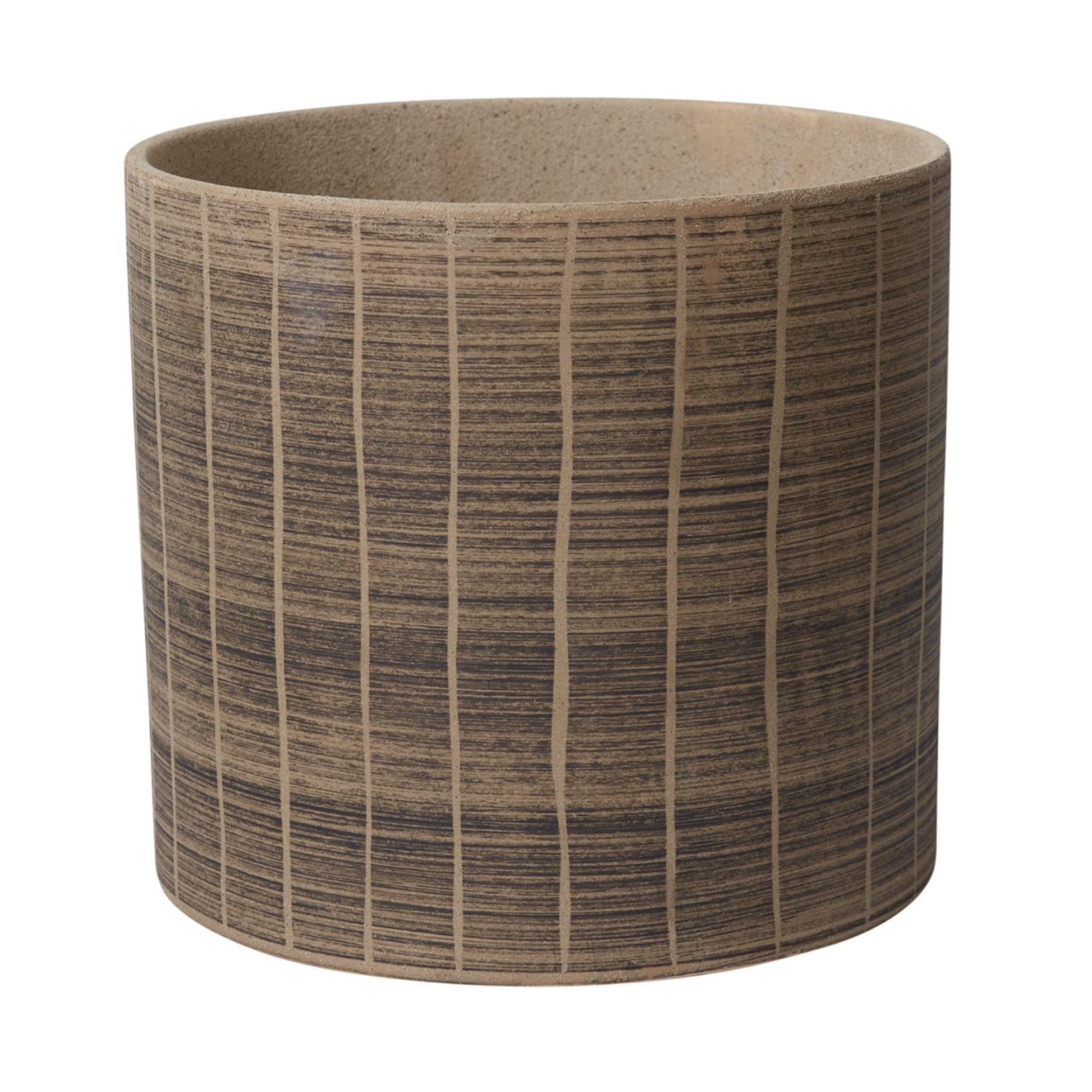 50% off was $45 now $22.50, 9.25"H X 10" TAN/BROWN STACCATO CERAMIC POT