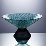 60% off was $28 now $11.20, 5”H X 10” LOW BOWL GREEN DESIGNER GLASS WITH PEDESTAL
