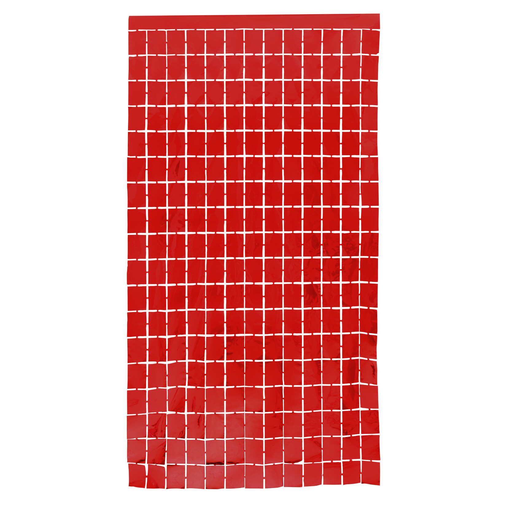 78” x 38" RED METALLIC SQUARE FOIL CURTAIN