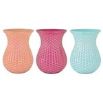 8”H X 5.25” GINGER GLASS DIMPLE VASE, PRICE PER EACH BOX HAS ASSORTMENT