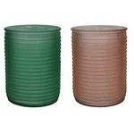 8”H X 5” FROSTED CYLINDER PINK AND GREEN, PRICE PER EACH BOX HAS ASSORTMENT