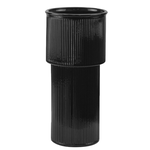 9.5”H X 4.5” BLACK GLASS FLUTED DOUBLE CYLINDER WITH RIM