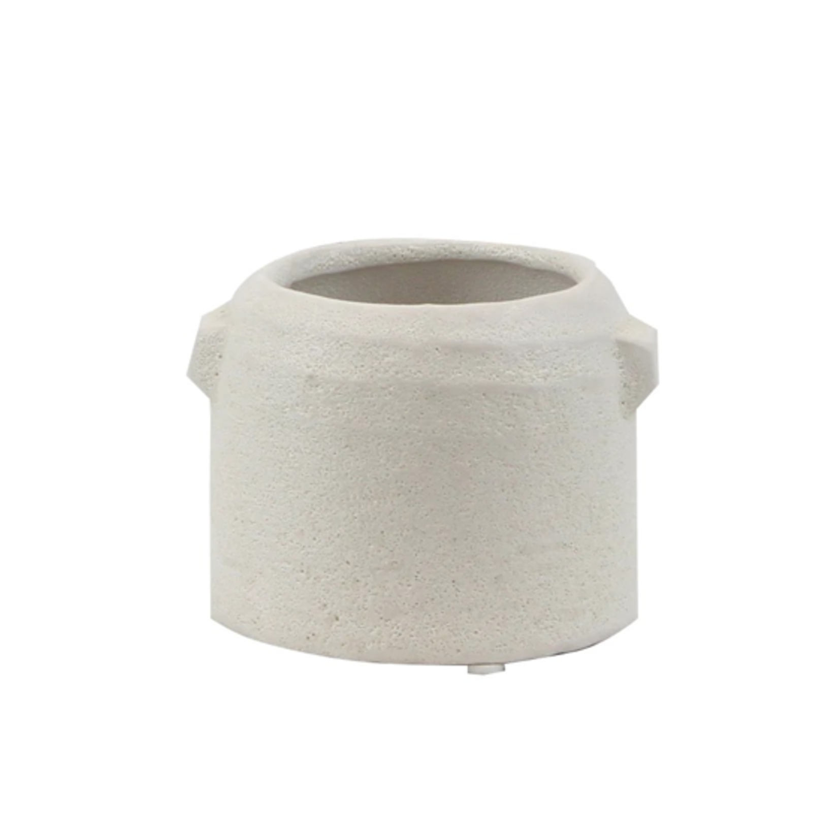 2.75”H X 4” WHITE ZINTO LOW AND WIDE CERAMIC PLANTER WITH SMALL HANDLE