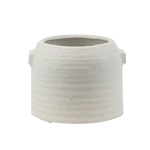 4.75”H X 6.5” WHITE ZINTO LOW AND WIDE CERAMIC PLANTER WITH SMALL HANDLE