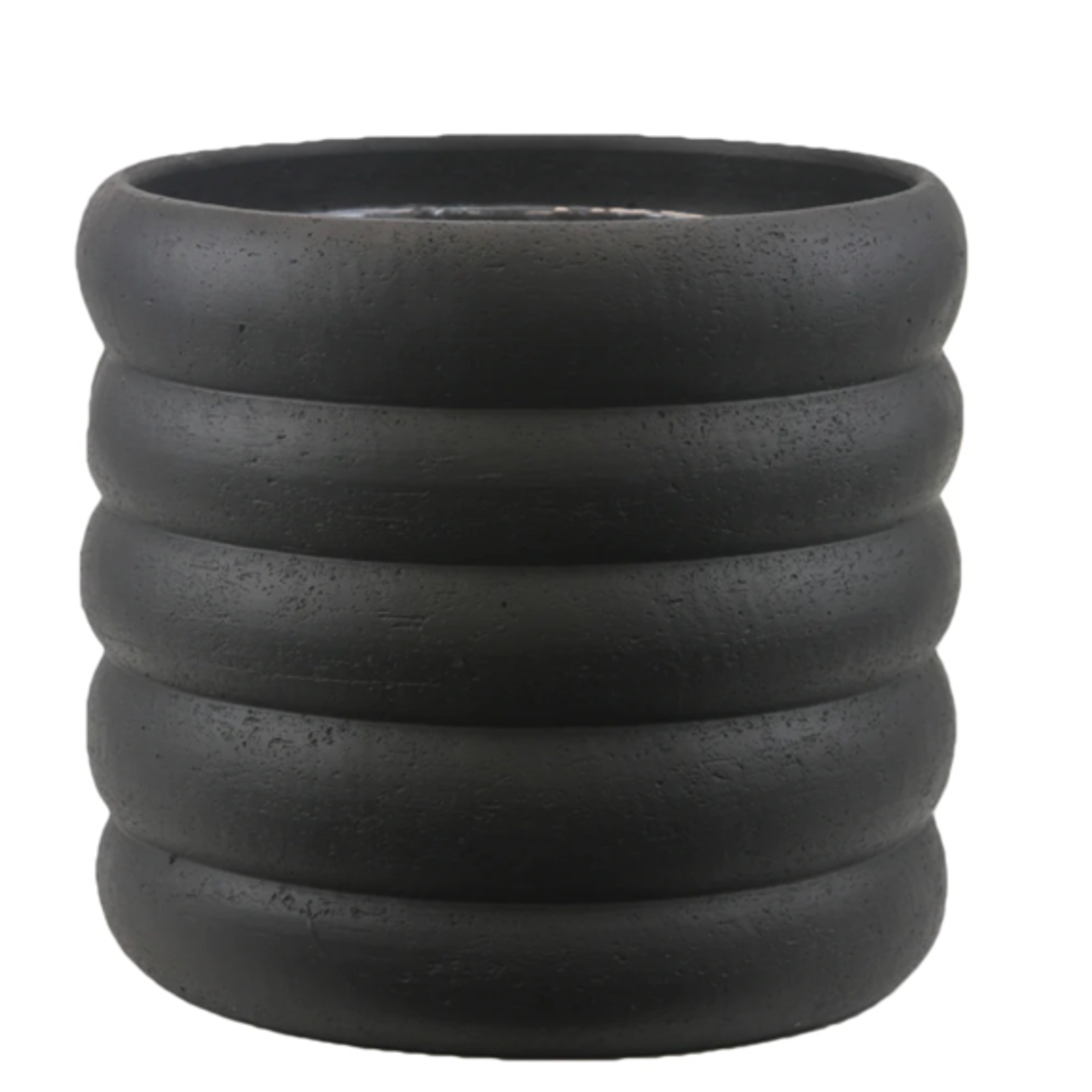 11”H X 12” BLACK CERAMIC WAVA PLANTER