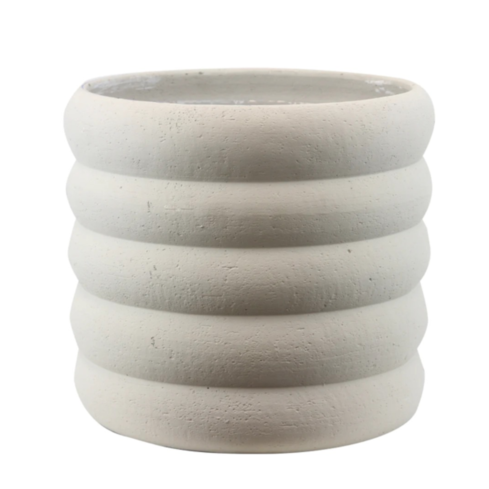 11”H X 12” WHITE CERAMIC WAVA PLANTER