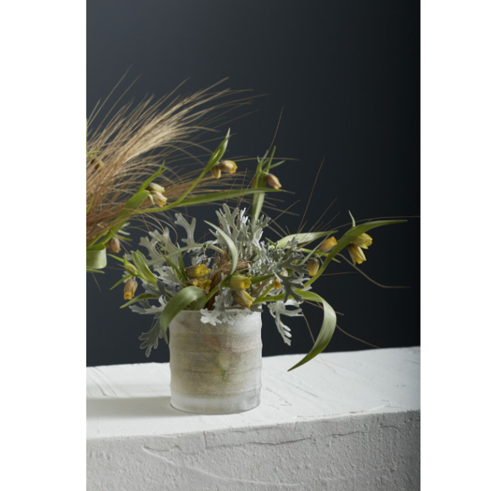 40% off was $27.49 now $16.49. 6” X 6” WHITE FROSTED GLASS KYRENIA VASE