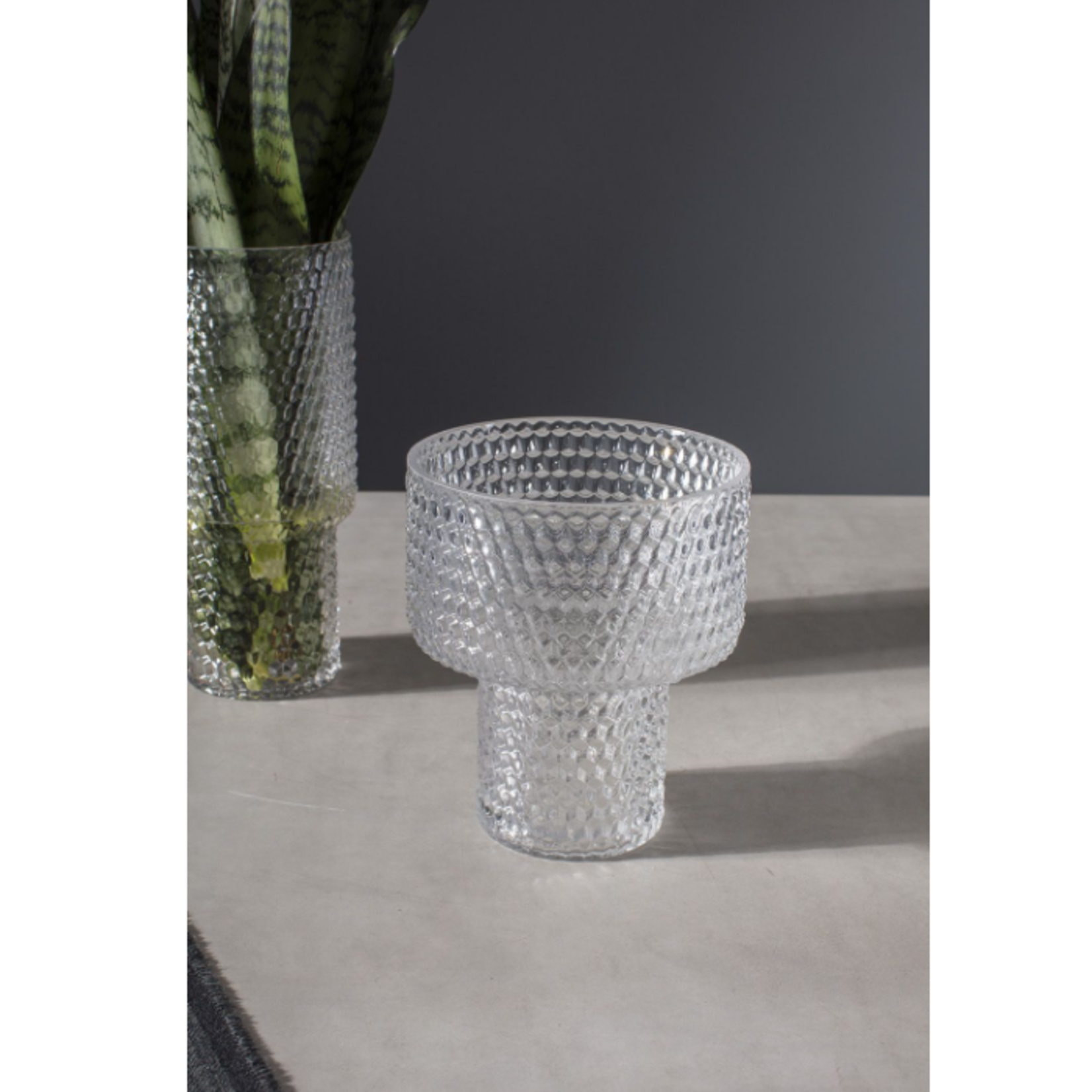 40% off was $22 now $13.19. 7.5”H X 6.5” CLEAR GLASS CORINTHIA VASE