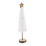 13.8”h x 2.8” WHITE WITH WOOD CHRISTMAS TREE,